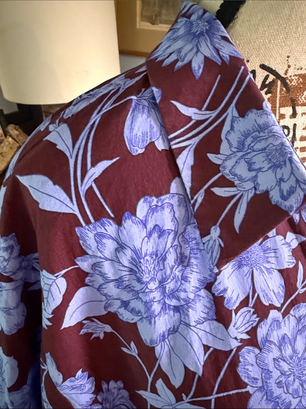 Maeve Anthropologie Bettina Brown Blue Floral Tiered Midi Shirt Dress Large - Picture 3 of 10
